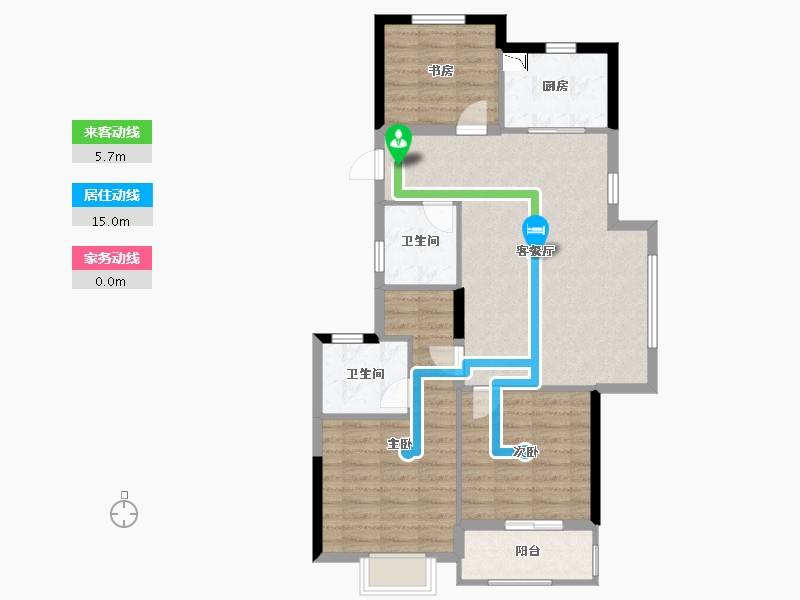 浙江省-金华市-婺江印月-84.00-户型库-动静线