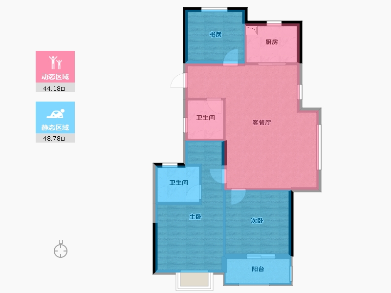 浙江省-金华市-婺江印月-84.00-户型库-动静分区