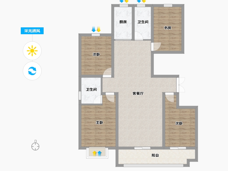 山东省-潍坊市-恒信阳光假日-110.84-户型库-采光通风