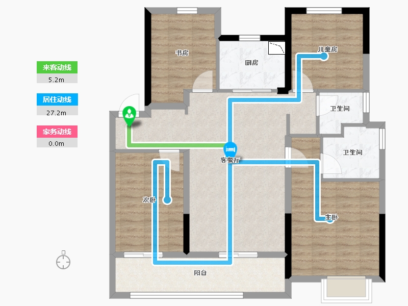 浙江省-金华市-婺江印月-96.80-户型库-动静线