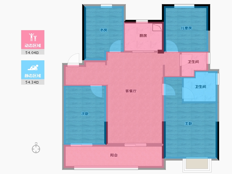 浙江省-金华市-婺江印月-96.80-户型库-动静分区