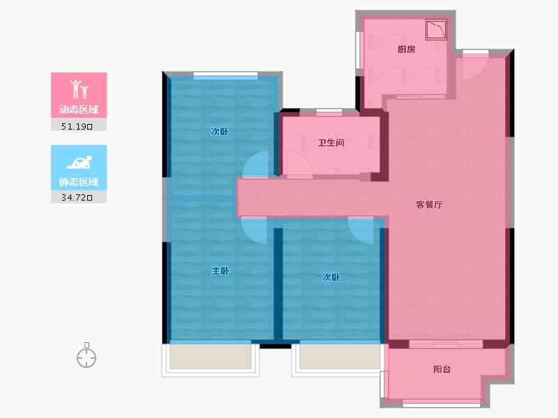 江苏省-扬州市-合景领峰-76.00-户型库-动静分区