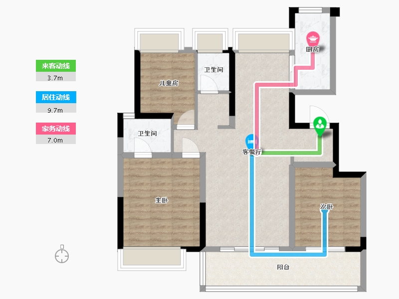 云南省-昆明市-阳光城文澜公馆-89.07-户型库-动静线