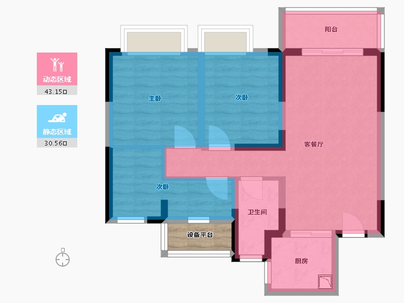 安徽省-合肥市-公元天下-66.84-户型库-动静分区