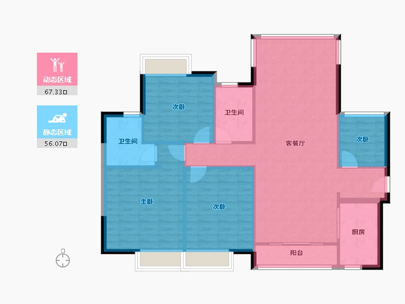 广东省-佛山市-奥园公园一号-113.25-户型库-动静分区