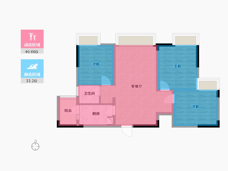 重庆-重庆市-中核天玺一品-65.08-户型库-动静分区