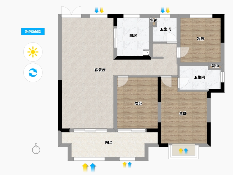 江苏省-常州市-晋陵文禧-92.80-户型库-采光通风