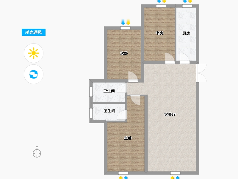 黑龙江省-牡丹江市-星河传说-90.69-户型库-采光通风