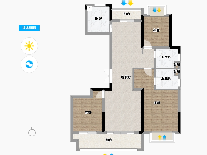 江苏省-常州市-晋陵文禧-93.60-户型库-采光通风