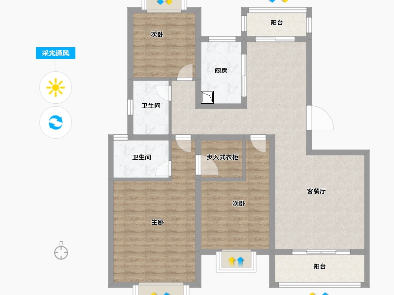 上海-上海市-碧桂园-106.00-户型库-采光通风