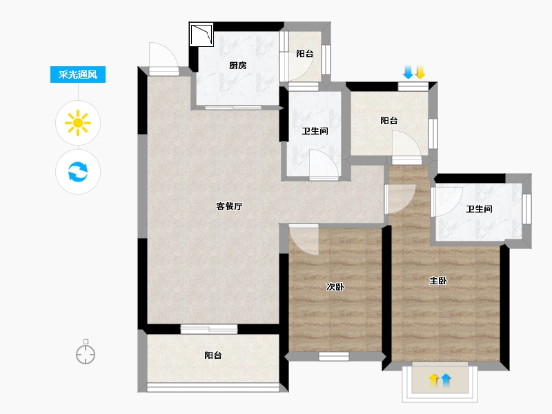 广东省-深圳市-颐翠名庭-65.63-户型库-采光通风