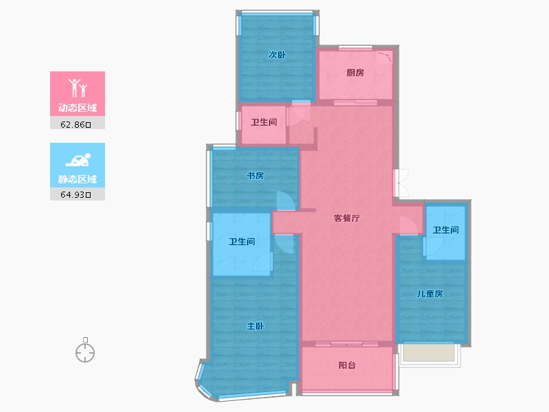 安徽省-合肥市-蓝光半岛公馆-114.29-户型库-动静分区