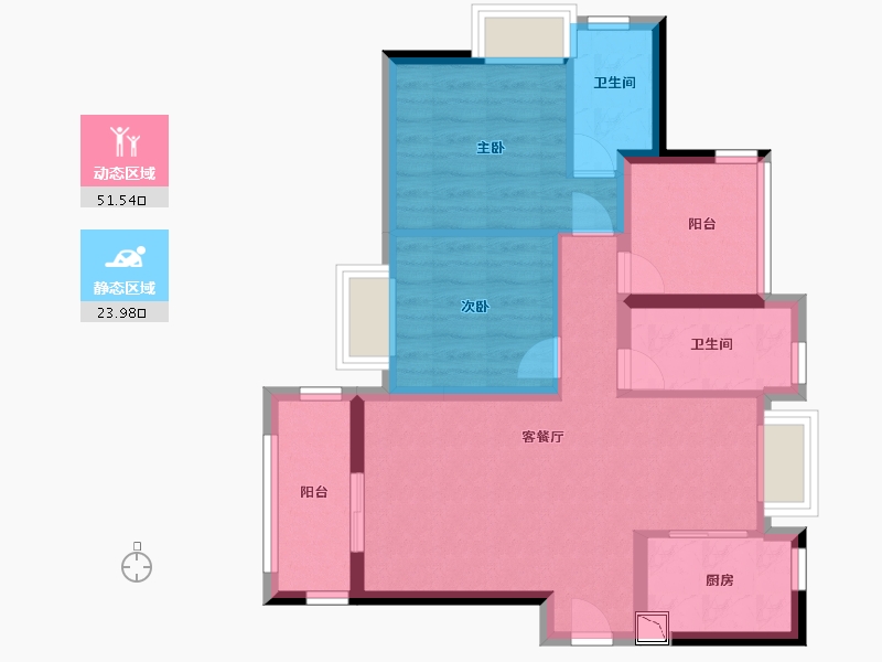 广东省-深圳市-创城丁山河畔-66.40-户型库-动静分区