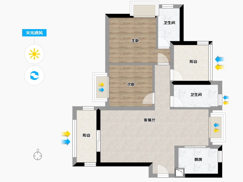 广东省-深圳市-创城丁山河畔-66.40-户型库-采光通风