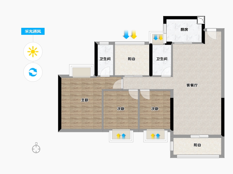 广东省-深圳市-创城丁山河畔-94.41-户型库-采光通风