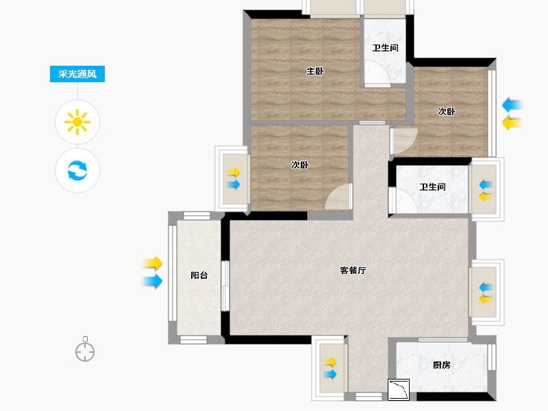 广东省-深圳市-创城丁山河畔-72.00-户型库-采光通风