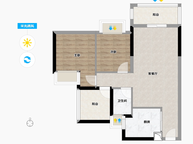 广东省-深圳市-创城丁山河畔-63.32-户型库-采光通风