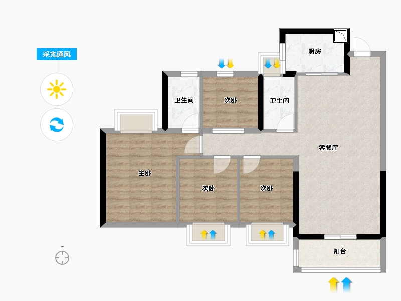 广东省-深圳市-创城丁山河畔-83.20-户型库-采光通风