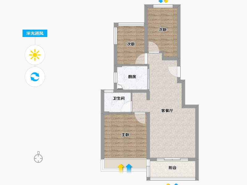 江苏省-苏州市-碧桂园伴山澜湾雅苑-66.40-户型库-采光通风