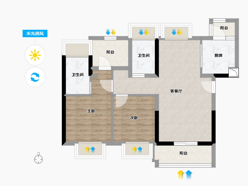 广东省-深圳市-颐翠名庭-63.40-户型库-采光通风