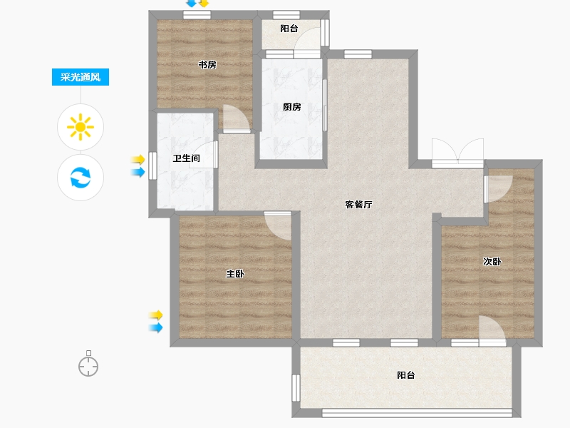 山东省-青岛市-昆仑首府-84.00-户型库-采光通风