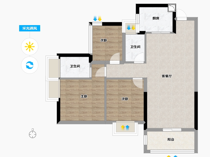 广东省-深圳市-创城丁山河畔-71.20-户型库-采光通风