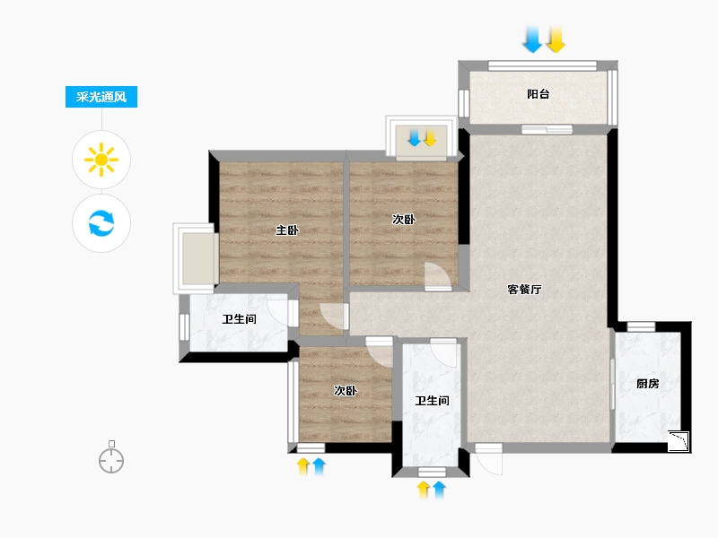 广东省-深圳市-创城丁山河畔-66.39-户型库-采光通风