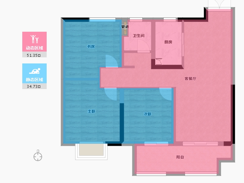 江苏省-常州市-晋陵文禧-76.80-户型库-动静分区