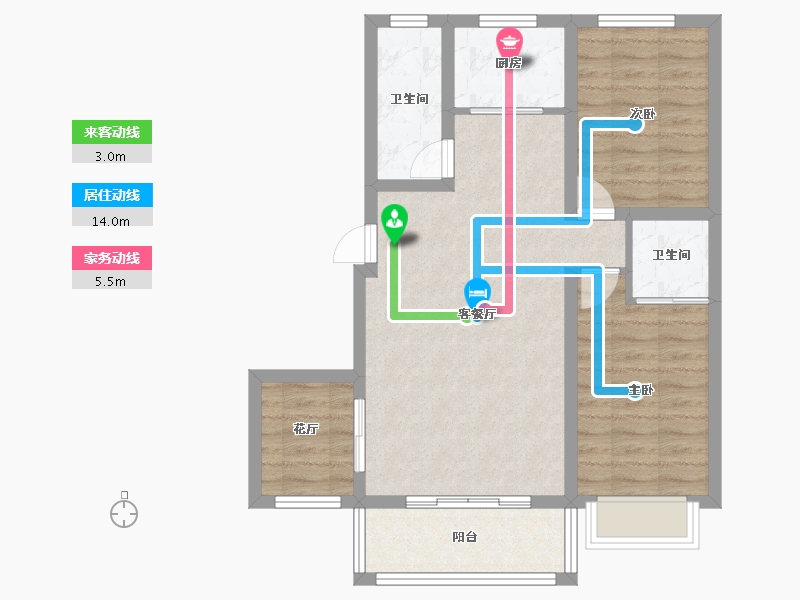 河北省-石家庄市-金城嘉园-74.82-户型库-动静线