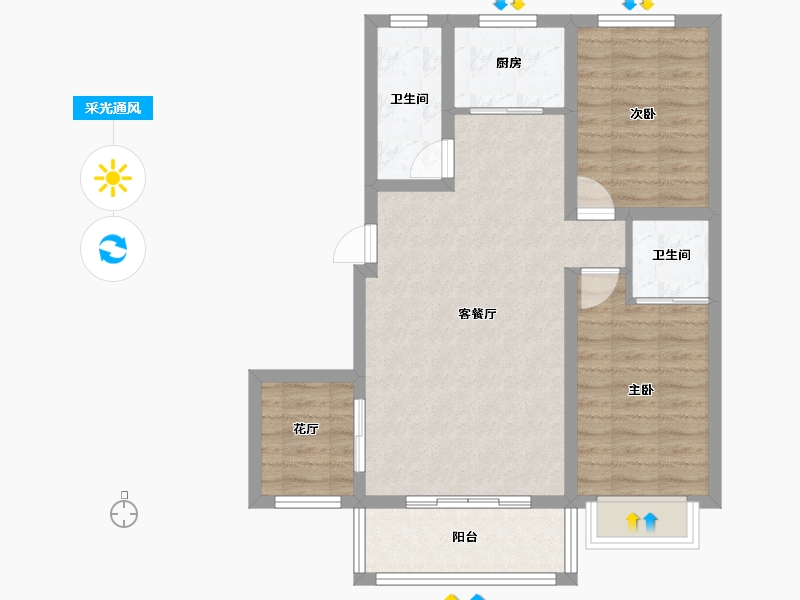 河北省-石家庄市-金城嘉园-74.82-户型库-采光通风