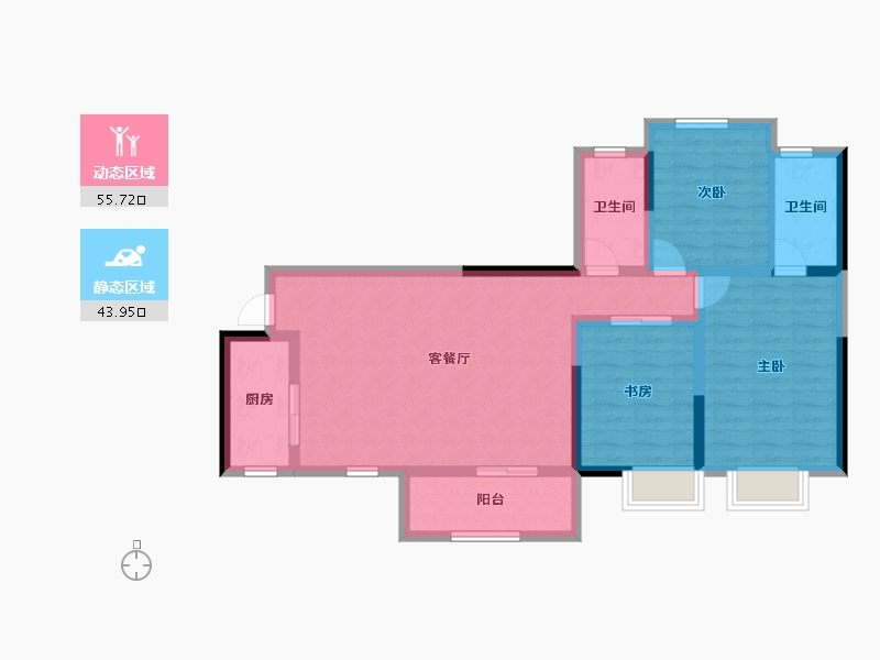 四川省-眉山市-北湖春天-88.81-户型库-动静分区