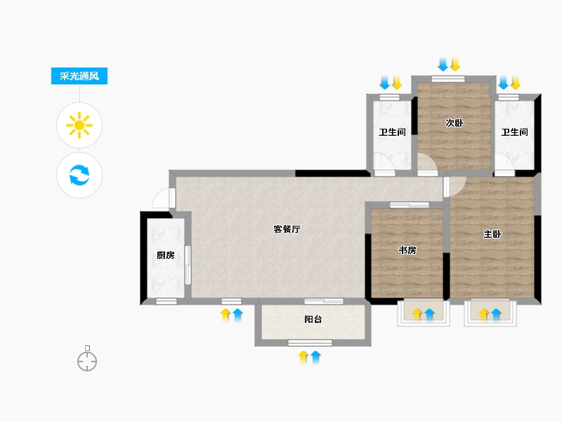 四川省-眉山市-北湖春天-88.81-户型库-采光通风