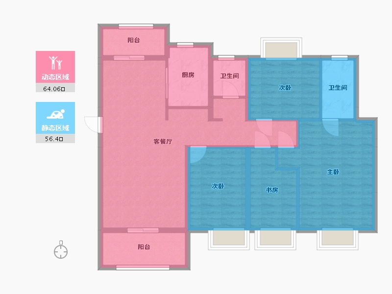 湖北省-黄冈市-麻城影源健康城-108.09-户型库-动静分区