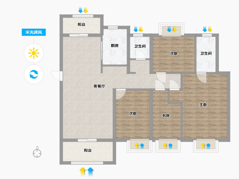 湖北省-黄冈市-麻城影源健康城-108.09-户型库-采光通风