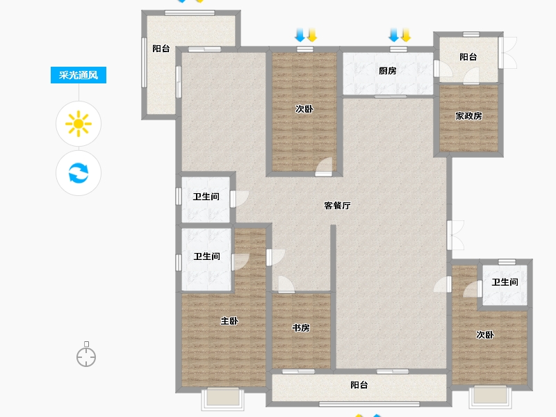 北京-北京市-祥云赋-230.03-户型库-采光通风