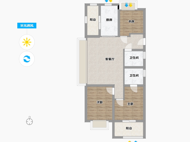 四川省-巴中市-宝龙名邸-76.42-户型库-采光通风