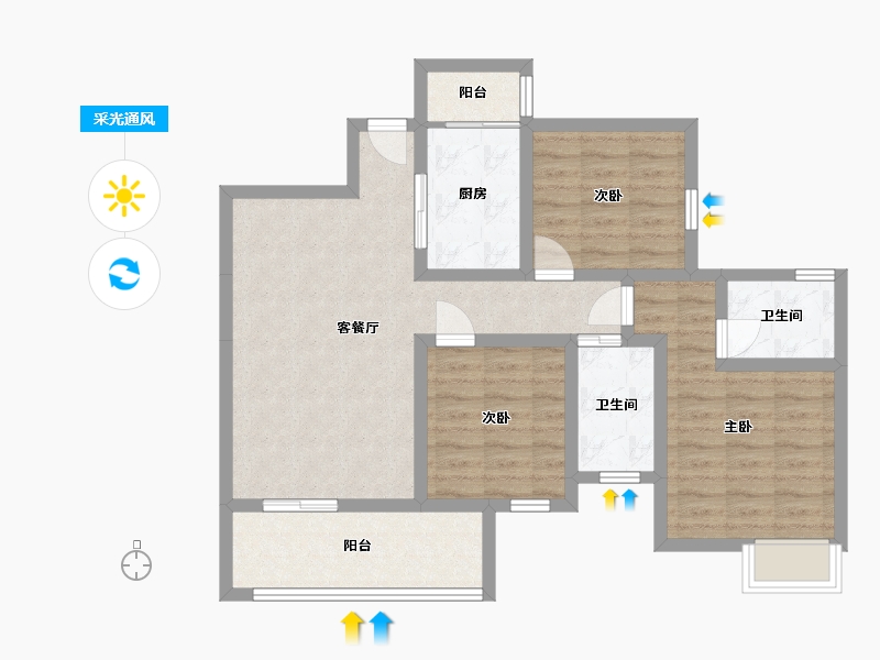 四川省-遂宁市-烨宇·锦绣江山-82.84-户型库-采光通风