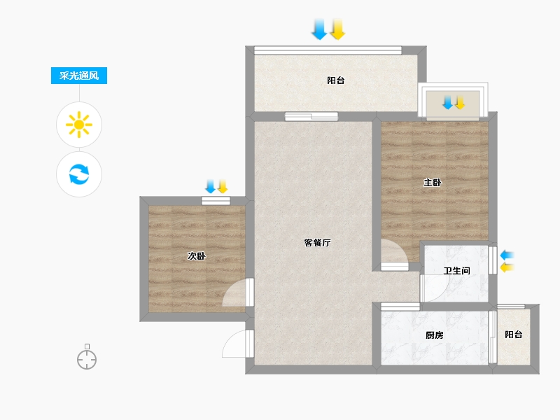 四川省-遂宁市-烨宇·锦绣江山-62.81-户型库-采光通风