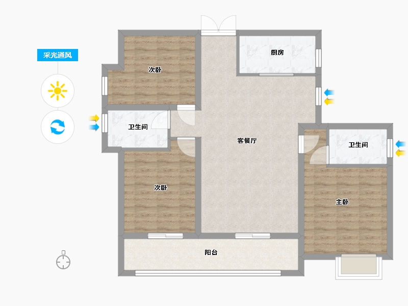 湖南省-常德市-诚信东郡-95.08-户型库-采光通风