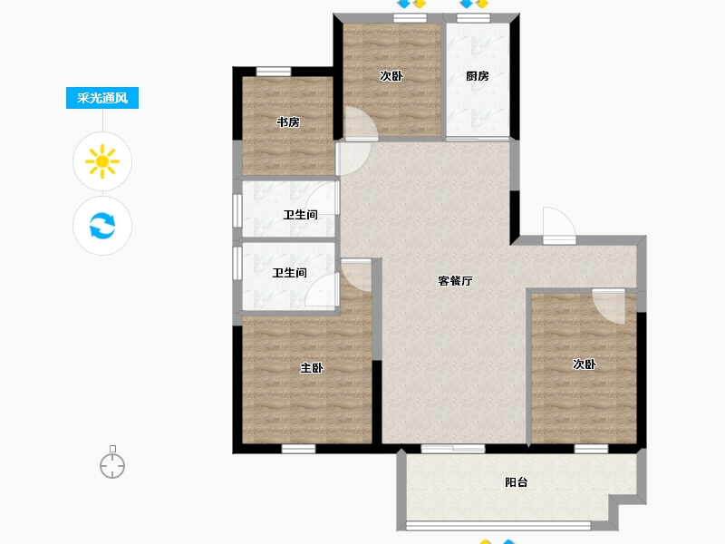 安徽省-阜阳市-当代城MOMΛ-102.40-户型库-采光通风