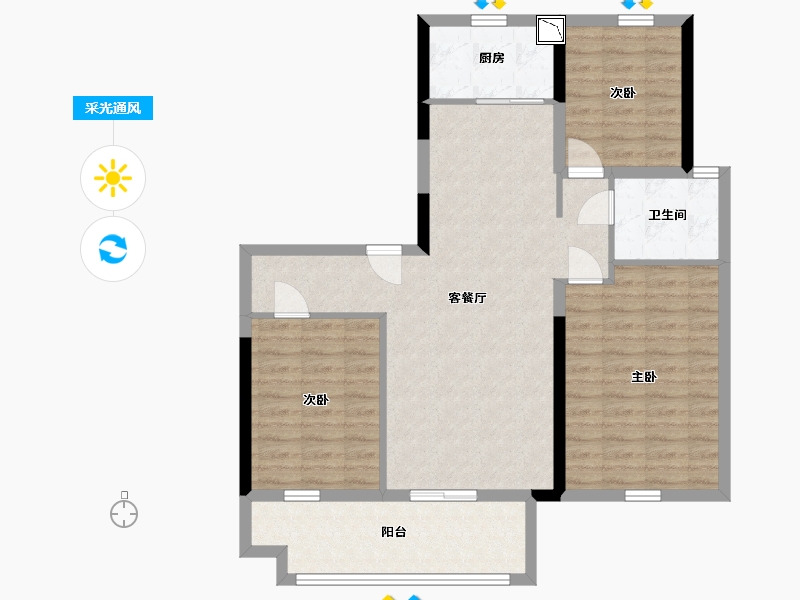 安徽省-阜阳市-当代城MOMΛ-92.00-户型库-采光通风