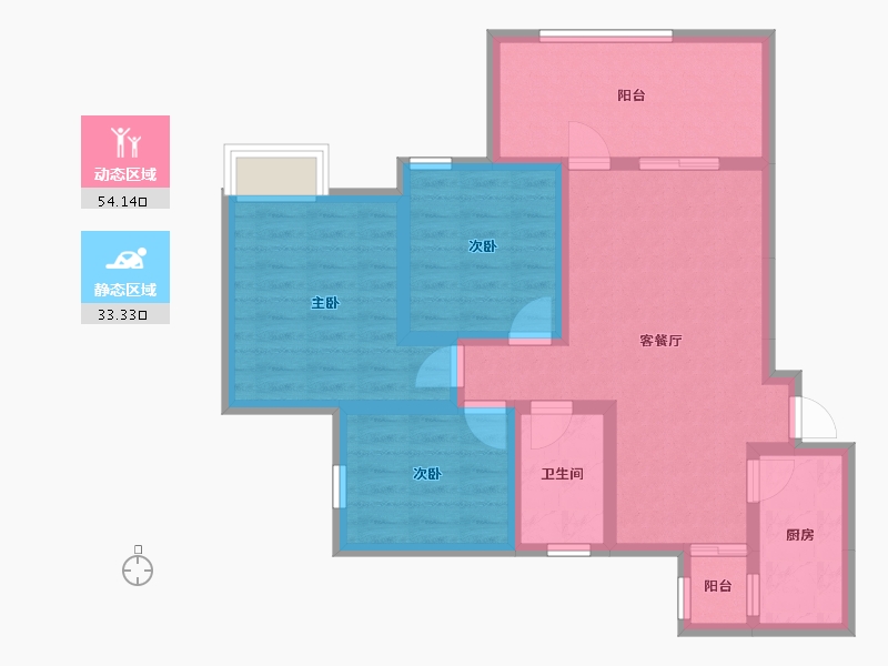 四川省-遂宁市-烨宇·锦绣江山-76.85-户型库-动静分区