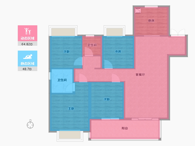 云南省-昆明市-晋宁吾悦广场-101.75-户型库-动静分区