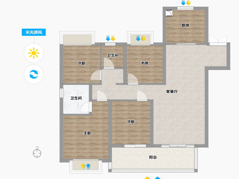 云南省-昆明市-晋宁吾悦广场-101.75-户型库-采光通风