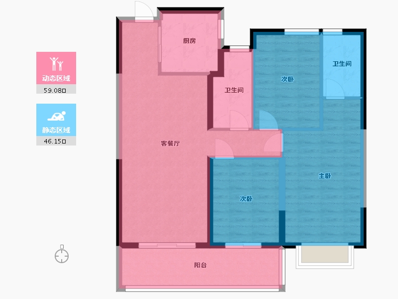 云南省-昆明市-招商依湾郡-94.95-户型库-动静分区