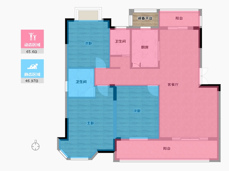 湖南省-长沙市-奥莱城-103.55-户型库-动静分区