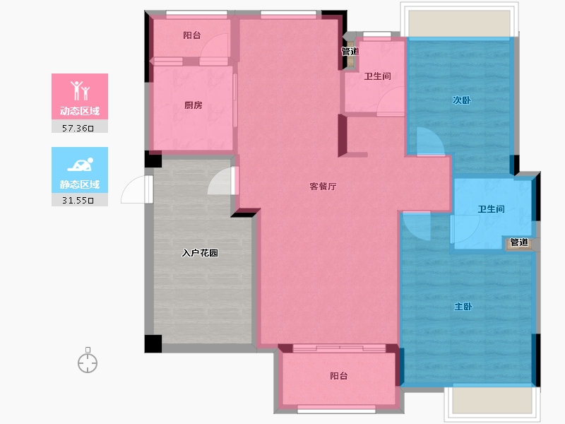 湖南省-长沙市-奥莱城-94.16-户型库-动静分区