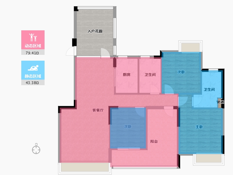 湖南省-长沙市-奥莱城-113.75-户型库-动静分区