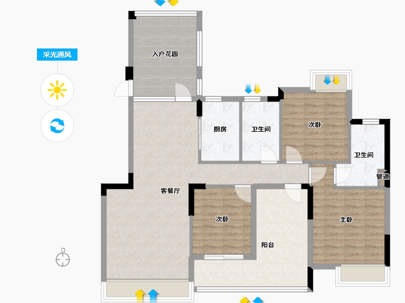 湖南省-长沙市-奥莱城-113.75-户型库-采光通风