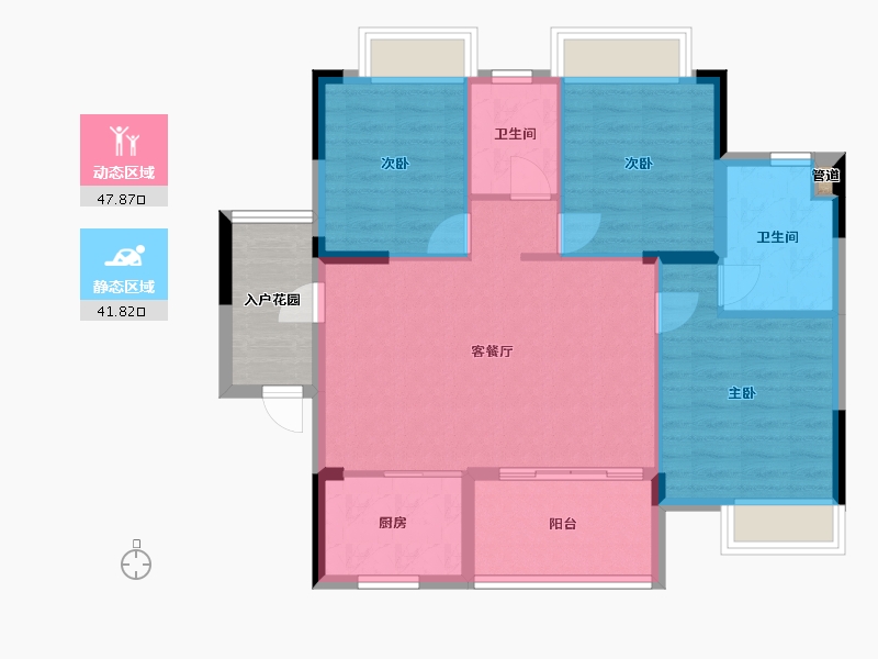 湖南省-长沙市-奥莱城-86.61-户型库-动静分区